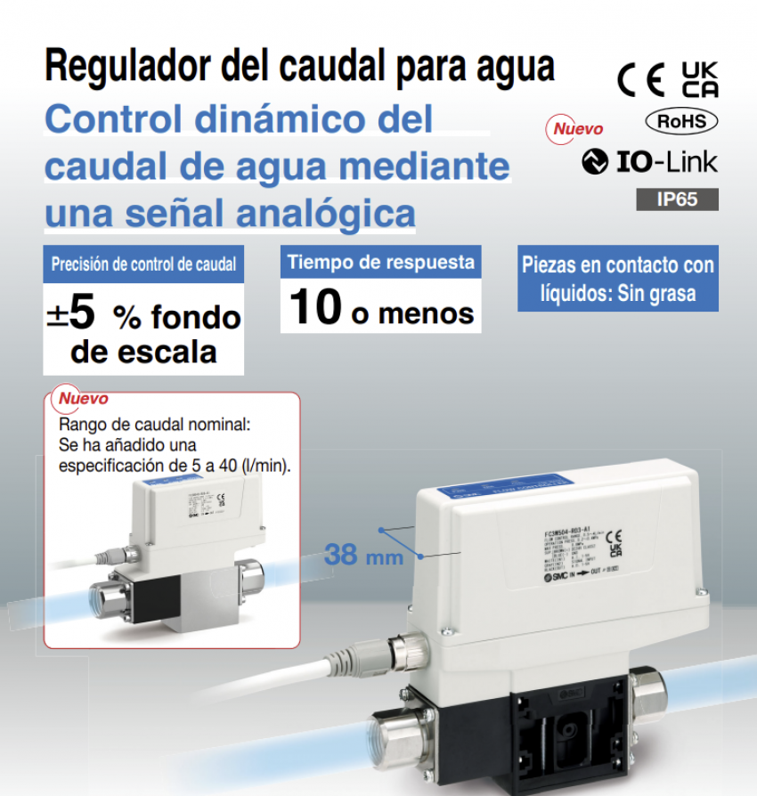 Regulador de caudal para agua con señal analógica