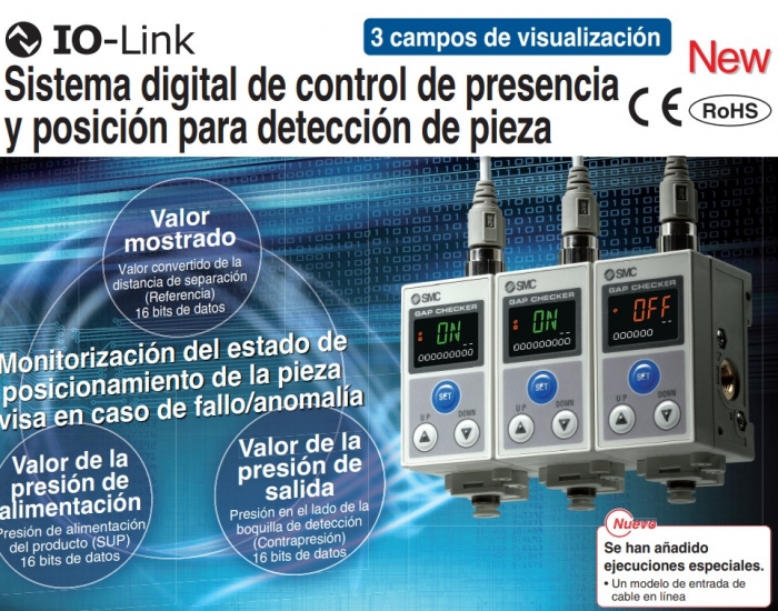 ISA3-L, Sistema digital de control de presencia y posición para detección de pieza, 3 campos de visualización, IO-Link