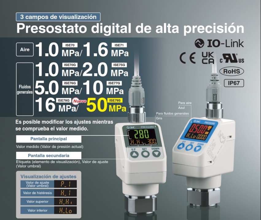 Presostato digital de alta precisión - ISE7 para aire