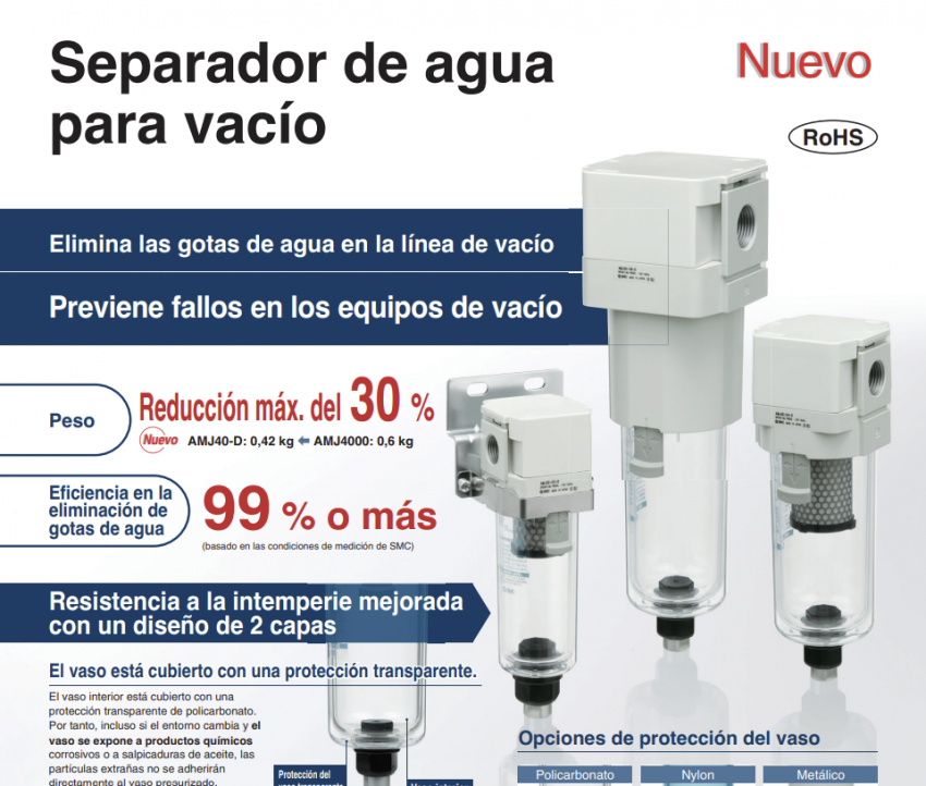 Separador de agua para vacío serie AMJ-D
