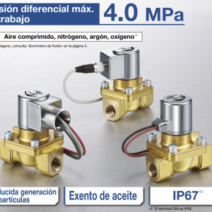 Electroválvula de 2 vías de mando asistido para gases a alta presión serie JSXH-X1
