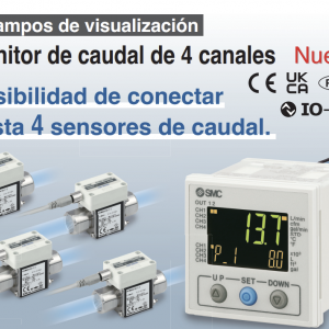 Monitor de caudal de 3 campos de visualización y 4 canales serie PFG200