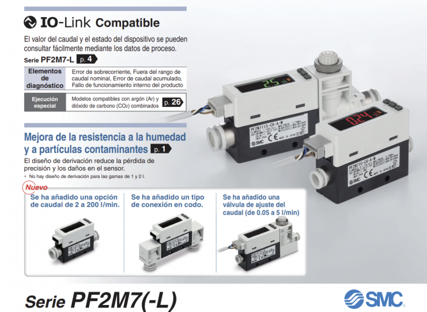 Flujostato digital, Display de 2 colores - PF2M7 para gases