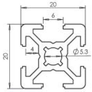 Perfil de Aluminio 20 x 20 Canal de 6         Ref. 5049 