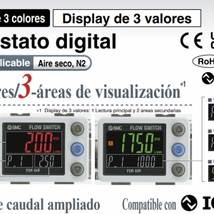 Flujostato digital, display de 3 colores y 3 campos de visualización - PF2MC7