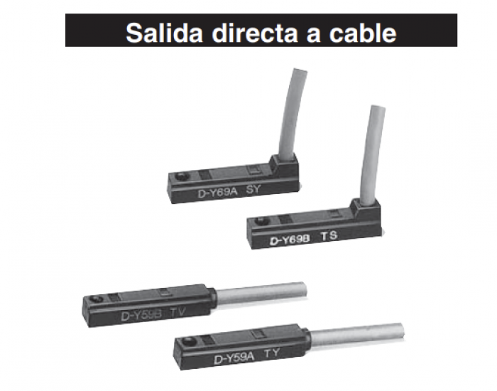 D-Y59A/Y59B/Y7P, Detector de estado sólido, montaje directo, Salida directa a cable, En línea