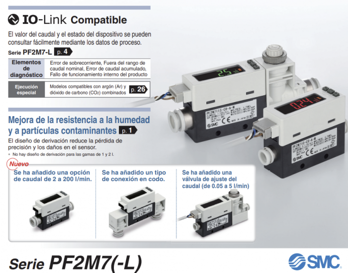 Flujostato digital, Display de 2 colores - PF2M7 para gases