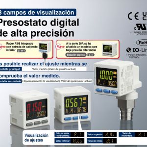 Presostato digital de gran precisión ISE20B - ZSE20B - para aire, vacío IP65 
