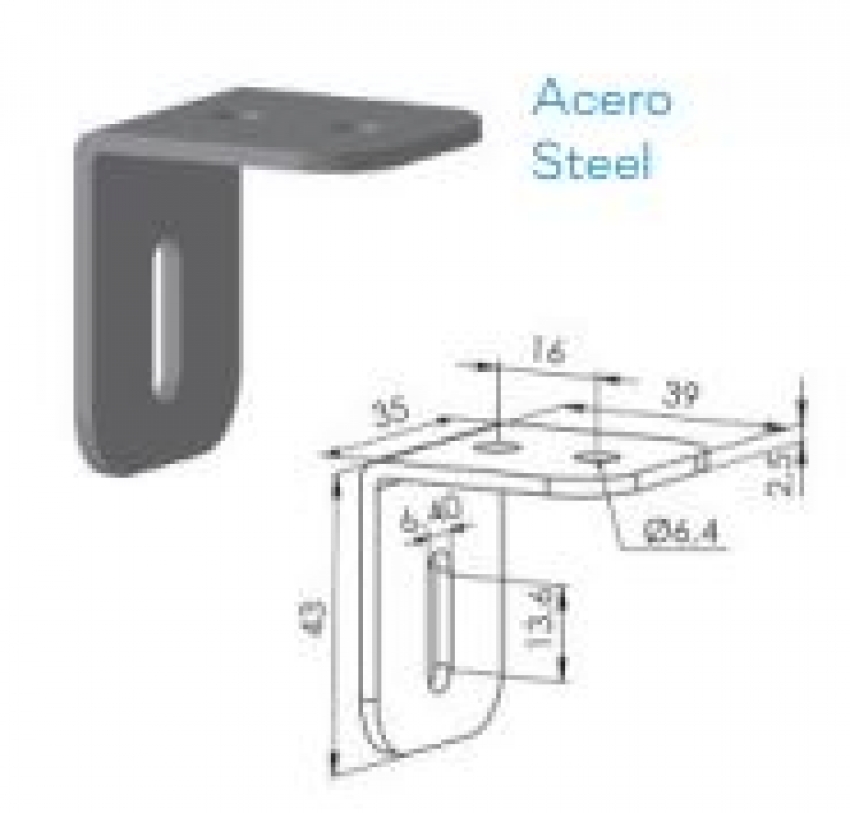 Escuadras Soporte Tableros Ref.53440 (Aluminio) y 53443 (Acero)