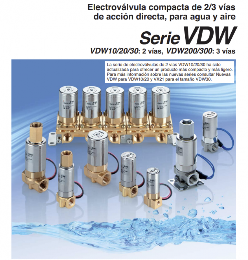 VDW200/300, Electroválvula de 3 vías para agua y aire