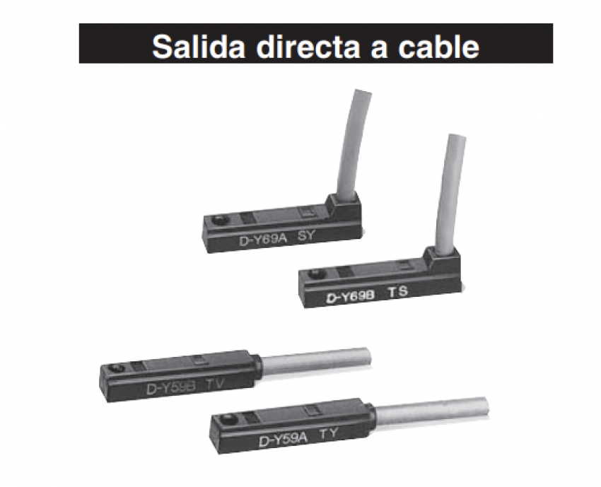 D-Y59A/Y59B/Y7P, Detector de estado sólido, montaje directo, Salida directa a cable, En línea