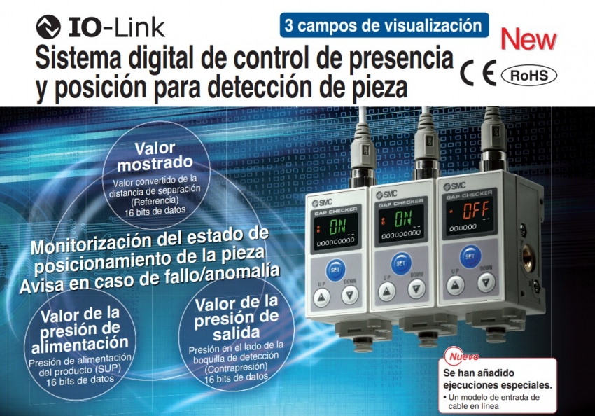 ISA3-L, Sistema digital de control de presencia y posición para detección de pieza, 3 campos de visualización, IO-Link