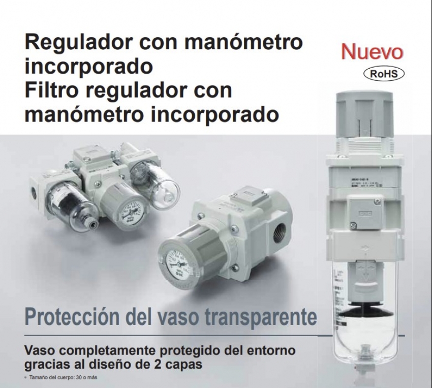 ARG20(K)~40(K)-B, Regulador con manómetro en mando de regulación