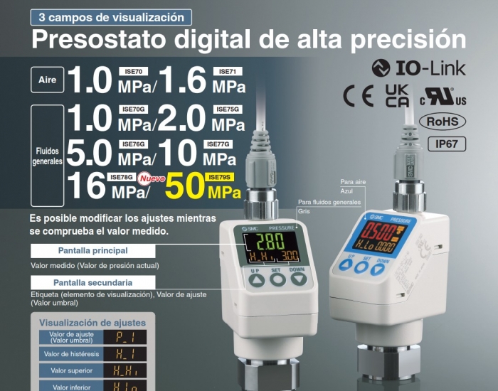 Presostato digital de alta precisión - ISE7 para aire