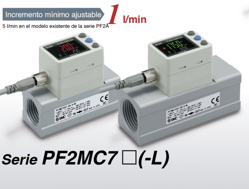 Flujostato digital, display de 3 colores y 3 campos de visualización - PF2MC7