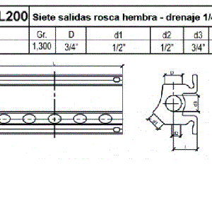 Colector en Aluminio 5 salidas  frontales + 2 laterales ref. DIRPMUAL200