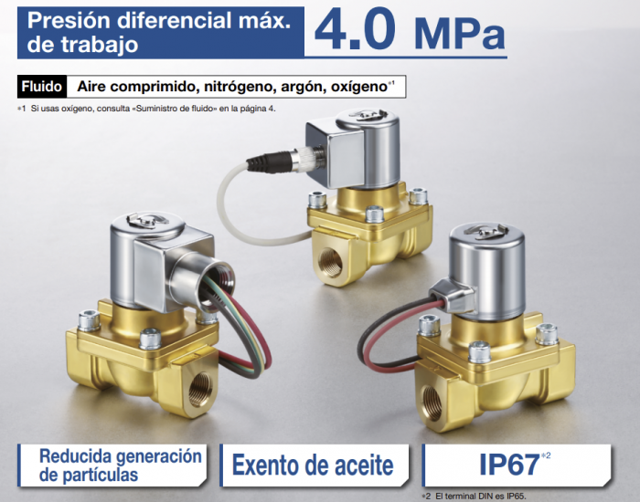 Electroválvula de 2 vías de mando asistido para gases a alta presión serie JSXH-X1
